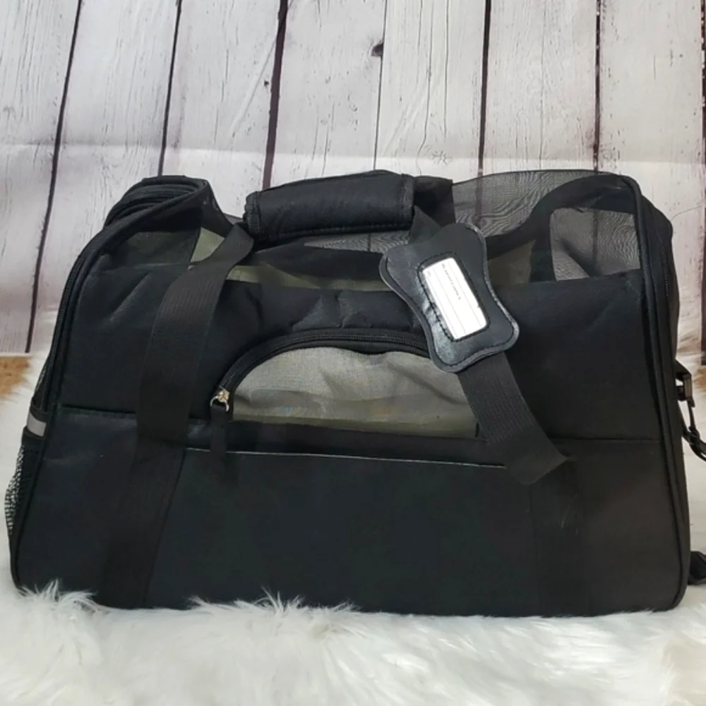 Soft Kennel Crate Small Pet Travel Bag Black Mesh Washable Removable Pad Airline
